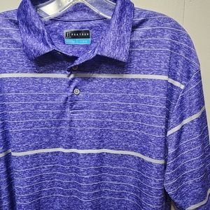 PGA Tour Golf Polo Shirt Large Men's Purple Heather Striped‎ Lightweight B258